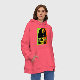 Худи SuperOversize хлопок с принтом Bob Marley , 70% хлопок, 30% полиэстер, мягкий начес внутри | карман-кенгуру, эластичная резинка на манжетах и по нижней кромке, двухслойный капюшон
 | bob marley | боб марли