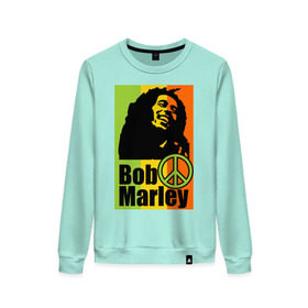 Женский свитшот хлопок с принтом Bob Marley , 100% хлопок | прямой крой, круглый вырез, на манжетах и по низу широкая трикотажная резинка  | bob marley | боб марли