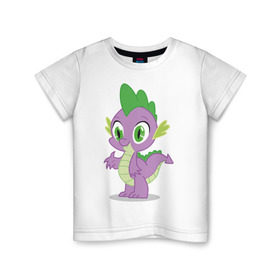 Детская футболка хлопок с принтом Дракон Спайк , 100% хлопок | круглый вырез горловины, полуприлегающий силуэт, длина до линии бедер | my little pony | дракон | мой маленький пони | пони | спайк