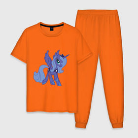 Мужская пижама хлопок с принтом Принцесса Луна , 100% хлопок | брюки и футболка прямого кроя, без карманов, на брюках мягкая резинка на поясе и по низу штанин
 | Тематика изображения на принте: my little pony | луна | мой маленький пони | пони