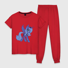 Женская пижама хлопок с принтом Принцесса Луна , 100% хлопок | брюки и футболка прямого кроя, без карманов, на брюках мягкая резинка на поясе и по низу штанин | Тематика изображения на принте: my little pony | луна | мой маленький пони | пони