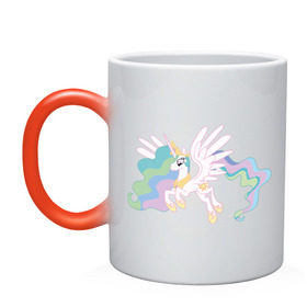 Кружка хамелеон с принтом Принцесса Селестия , керамика | меняет цвет при нагревании, емкость 330 мл | Тематика изображения на принте: my little pony | мой маленький пони | пони | селестия