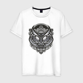 Мужская футболка хлопок с принтом СОВА | OWL , 100% хлопок | прямой крой, круглый вырез горловины, длина до линии бедер, слегка спущенное плечо. | Тематика изображения на принте: 