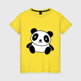 Женская футболка хлопок с принтом Милая пандочка , 100% хлопок | прямой крой, круглый вырез горловины, длина до линии бедер, слегка спущенное плечо | панда