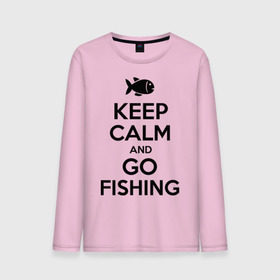 Мужской лонгслив хлопок с принтом Keep calm and go fishing , 100% хлопок |  | fishing | keep calm | рыбак | рыбалка | рыбачить | сохраняй спокойствие