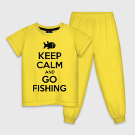 Детская пижама хлопок с принтом Keep calm and go fishing , 100% хлопок |  брюки и футболка прямого кроя, без карманов, на брюках мягкая резинка на поясе и по низу штанин
 | fishing | keep calm | рыбак | рыбалка | рыбачить | сохраняй спокойствие