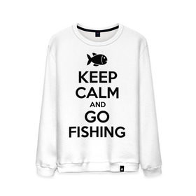 Мужской свитшот хлопок с принтом Keep calm and go fishing , 100% хлопок |  | Тематика изображения на принте: fishing | keep calm | рыбак | рыбалка | рыбачить | сохраняй спокойствие