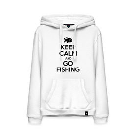 Мужская толстовка хлопок с принтом Keep calm and go fishing , френч-терри, мягкий теплый начес внутри (100% хлопок) | карман-кенгуру, эластичные манжеты и нижняя кромка, капюшон с подкладом и шнурком | Тематика изображения на принте: fishing | keep calm | рыбак | рыбалка | рыбачить | сохраняй спокойствие