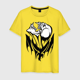 Мужская футболка хлопок с принтом Крылатая смерть , 100% хлопок | прямой крой, круглый вырез горловины, длина до линии бедер, слегка спущенное плечо. | демон | крылатая | череп