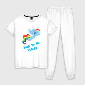 Женская пижама хлопок с принтом Rainbow Dash , 100% хлопок | брюки и футболка прямого кроя, без карманов, на брюках мягкая резинка на поясе и по низу штанин | 