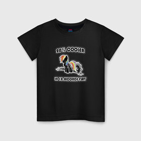 Детская футболка хлопок с принтом Rainbow Dash Black&Color , 100% хлопок | круглый вырез горловины, полуприлегающий силуэт, длина до линии бедер | 