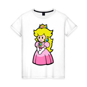 Женская футболка хлопок с принтом Принцесса , 100% хлопок | прямой крой, круглый вырез горловины, длина до линии бедер, слегка спущенное плечо | марио