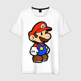 Мужская футболка хлопок с принтом Марио , 100% хлопок | прямой крой, круглый вырез горловины, длина до линии бедер, слегка спущенное плечо. | марио