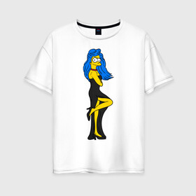 Женская футболка хлопок Oversize с принтом Миссис Симпсон , 100% хлопок | свободный крой, круглый ворот, спущенный рукав, длина до линии бедер
 | simpson | костюм | любовь | мардж | миссис симпсон | семья | симпсон
