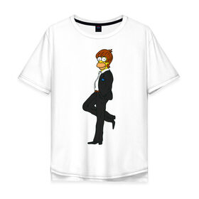 Мужская футболка хлопок Oversize с принтом Мистер Симпсон , 100% хлопок | свободный крой, круглый ворот, “спинка” длиннее передней части | Тематика изображения на принте: гомер