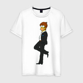 Мужская футболка хлопок с принтом Мистер Симпсон , 100% хлопок | прямой крой, круглый вырез горловины, длина до линии бедер, слегка спущенное плечо. | гомер