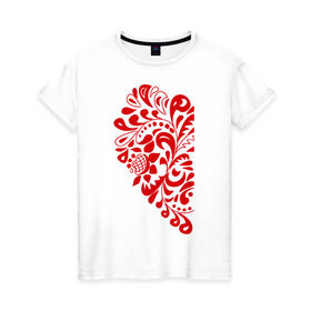 Женская футболка хлопок с принтом Половинка сердца , 100% хлопок | прямой крой, круглый вырез горловины, длина до линии бедер, слегка спущенное плечо | день святого валентина | любовь | сердце | символ | узоры | цветы
