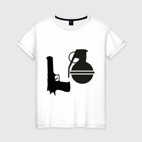 Женская футболка хлопок с принтом Love guns , 100% хлопок | прямой крой, круглый вырез горловины, длина до линии бедер, слегка спущенное плечо | день святого валентина | любовь | оружие | символ