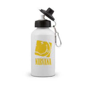Бутылка спортивная с принтом Nirvana , металл | емкость — 500 мл, в комплекте две пластиковые крышки и карабин для крепления | Тематика изображения на принте: 