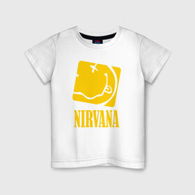 Детская футболка хлопок с принтом Nirvana , 100% хлопок | круглый вырез горловины, полуприлегающий силуэт, длина до линии бедер | 