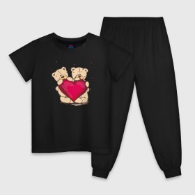 Детская пижама хлопок с принтом Одно сердце на двоих , 100% хлопок |  брюки и футболка прямого кроя, без карманов, на брюках мягкая резинка на поясе и по низу штанин
 | 