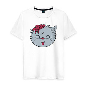 Мужская футболка хлопок с принтом Drop Dead Kitty , 100% хлопок | прямой крой, круглый вырез горловины, длина до линии бедер, слегка спущенное плечо. | Тематика изображения на принте: 