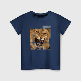 Детская футболка хлопок с принтом Рычащий лев , 100% хлопок | круглый вырез горловины, полуприлегающий силуэт, длина до линии бедер | 