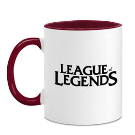 Кружка двухцветная с принтом League of legends , керамика | объем — 330 мл, диаметр — 80 мм. Цветная ручка и кайма сверху, в некоторых цветах — вся внутренняя часть | league of legends | logo | lol | riot | riot games | игра | лига легенд | лого | лол