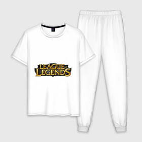 Мужская пижама хлопок с принтом League of legends , 100% хлопок | брюки и футболка прямого кроя, без карманов, на брюках мягкая резинка на поясе и по низу штанин
 | league of legends | logo | lol | riot | riot games | игра | лига легенд | лого | лол