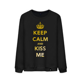 Мужской свитшот хлопок с принтом Keep calm and kiss me , 100% хлопок |  | keep calm | kiss | золото | поцелуй | сохраняй спокойствие