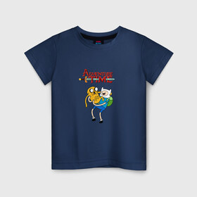 Детская футболка хлопок с принтом Adventure Time Fin and Jake , 100% хлопок | круглый вырез горловины, полуприлегающий силуэт, длина до линии бедер | 