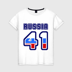 Женская футболка хлопок с принтом Russia - 41 (Камчатский край) , 100% хлопок | прямой крой, круглый вырез горловины, длина до линии бедер, слегка спущенное плечо | 