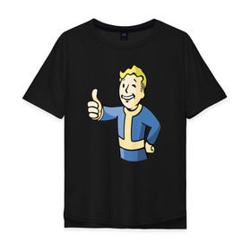 Мужская футболка хлопок Oversize с принтом Fallout vault boy , 100% хлопок | свободный крой, круглый ворот, “спинка” длиннее передней части | 
