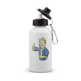 Бутылка спортивная с принтом Fallout vault boy , металл | емкость — 500 мл, в комплекте две пластиковые крышки и карабин для крепления | Тематика изображения на принте: 