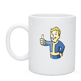 Кружка с принтом Fallout vault boy , керамика | объем — 330 мл, диаметр — 80 мм. Принт наносится на бока кружки, можно сделать два разных изображения | 