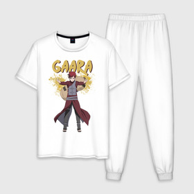 Мужская пижама хлопок с принтом Гаара , 100% хлопок | брюки и футболка прямого кроя, без карманов, на брюках мягкая резинка на поясе и по низу штанин
 | гаара | дзютсу | песок | чакра