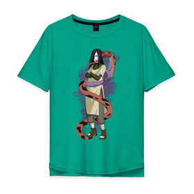 Мужская футболка хлопок Oversize с принтом Орочимару , 100% хлопок | свободный крой, круглый ворот, “спинка” длиннее передней части | Тематика изображения на принте: дзютсу | змея | орочимару