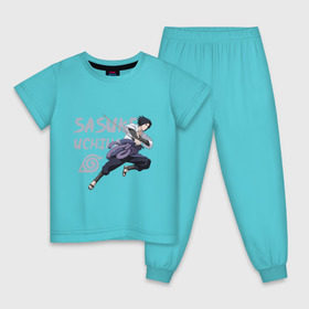 Детская пижама хлопок с принтом Саске Учиха , 100% хлопок |  брюки и футболка прямого кроя, без карманов, на брюках мягкая резинка на поясе и по низу штанин
 | sasuke | дзютсу | катана | саске | учиха | шаринган