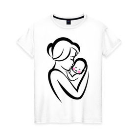 Женская футболка хлопок с принтом Лучшая мама на свете , 100% хлопок | прямой крой, круглый вырез горловины, длина до линии бедер, слегка спущенное плечо | лучшая мама | ребенок