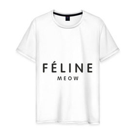 Мужская футболка хлопок с принтом FELINE MEOW , 100% хлопок | прямой крой, круглый вырез горловины, длина до линии бедер, слегка спущенное плечо. | feline | meow