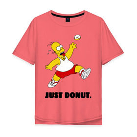 Мужская футболка хлопок Oversize с принтом Гомер Симпсон - Только пончик , 100% хлопок | свободный крой, круглый ворот, “спинка” длиннее передней части | гомер