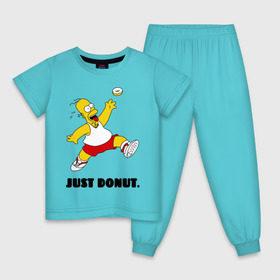 Детская пижама хлопок с принтом Гомер Симпсон - Только пончик , 100% хлопок |  брюки и футболка прямого кроя, без карманов, на брюках мягкая резинка на поясе и по низу штанин
 | гомер