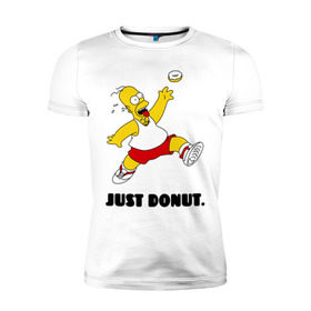 Мужская футболка премиум с принтом Гомер Симпсон - Только пончик , 92% хлопок, 8% лайкра | приталенный силуэт, круглый вырез ворота, длина до линии бедра, короткий рукав | Тематика изображения на принте: гомер