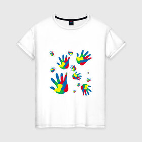 Женская футболка хлопок с принтом Отпечатки пальцев , 100% хлопок | прямой крой, круглый вырез горловины, длина до линии бедер, слегка спущенное плечо | 