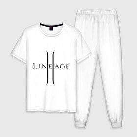 Мужская пижама хлопок с принтом Lineage logo , 100% хлопок | брюки и футболка прямого кроя, без карманов, на брюках мягкая резинка на поясе и по низу штанин
 | lineage | logo | игра | логотип