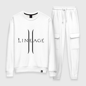 Женский костюм хлопок с принтом Lineage logo , 100% хлопок | на свитшоте круглая горловина, мягкая резинка по низу. Брюки заужены к низу, на них два вида карманов: два 