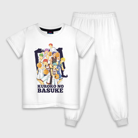 Детская пижама хлопок с принтом Команда Куроко , 100% хлопок |  брюки и футболка прямого кроя, без карманов, на брюках мягкая резинка на поясе и по низу штанин
 | Тематика изображения на принте: basket | kuroko no basket | kuroko no basuke | аниме | баскетбол | куроко | мяч | парни | спорт