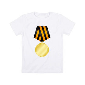 Детская футболка хлопок с принтом За победу , 100% хлопок | круглый вырез горловины, полуприлегающий силуэт, длина до линии бедер | 