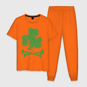 Мужская пижама хлопок с принтом Клевер , 100% хлопок | брюки и футболка прямого кроя, без карманов, на брюках мягкая резинка на поясе и по низу штанин
 | st. patrick day | горшок золота | день святого патрика | зеленый | ирландия | клевер | лепрекон | праздники | радуга | трилистник