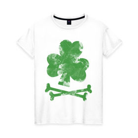Женская футболка хлопок с принтом Клевер , 100% хлопок | прямой крой, круглый вырез горловины, длина до линии бедер, слегка спущенное плечо | st. patrick day | горшок золота | день святого патрика | зеленый | ирландия | клевер | лепрекон | праздники | радуга | трилистник